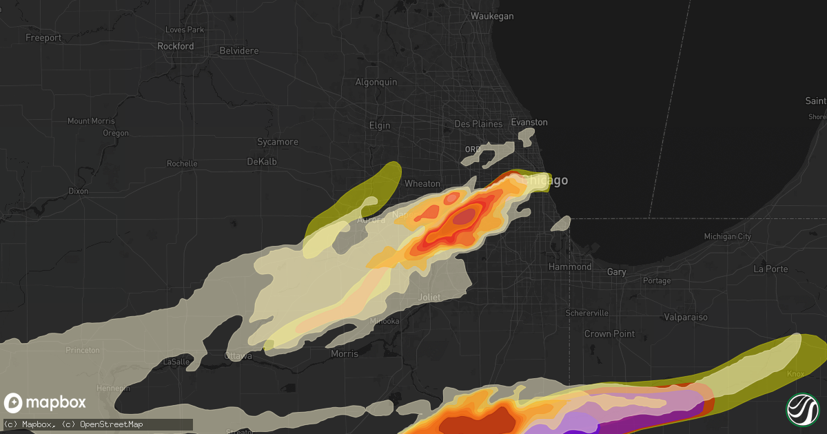 Hail map in Naperville, IL on March 10, 2026