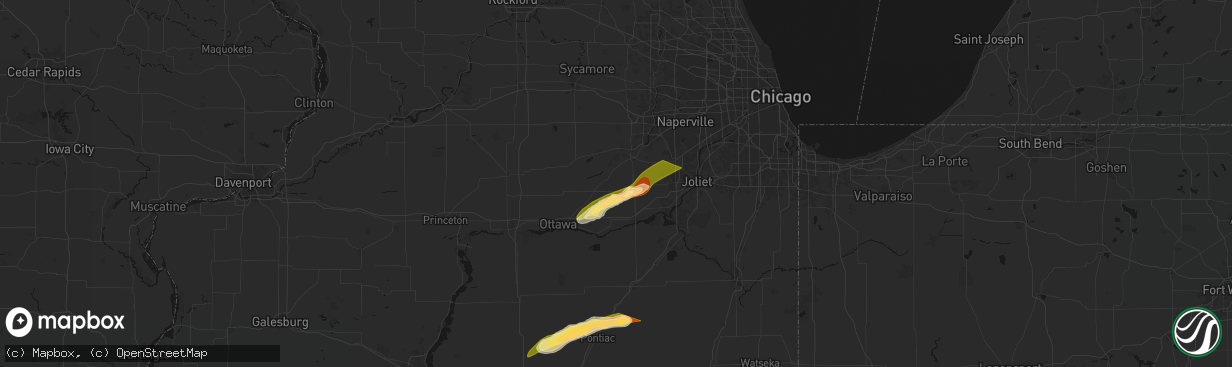 Hail map in Newark, IL on March 10, 2026