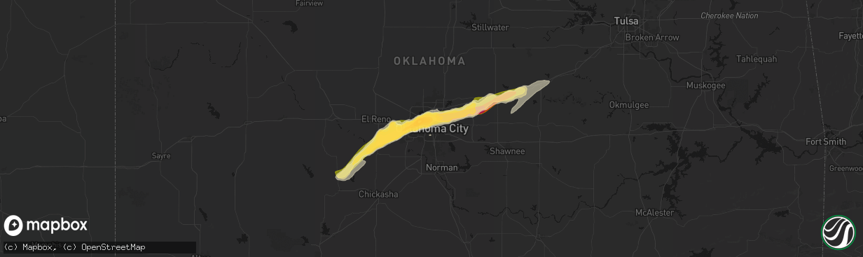 Hail map in Oklahoma City, OK on March 10, 2026
