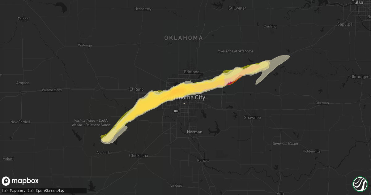 Hail map in Oklahoma City, OK on March 10, 2026