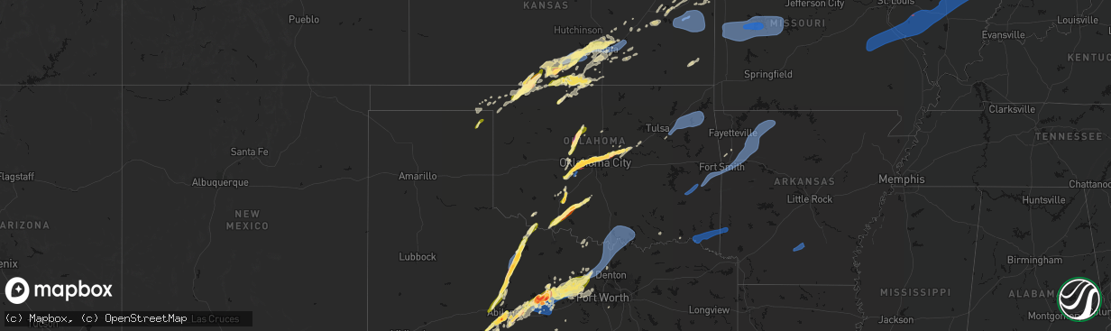 Hail map in Oklahoma on March 10, 2026