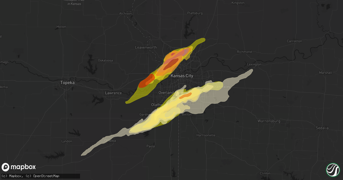 Hail map in Overland Park, KS on March 10, 2026