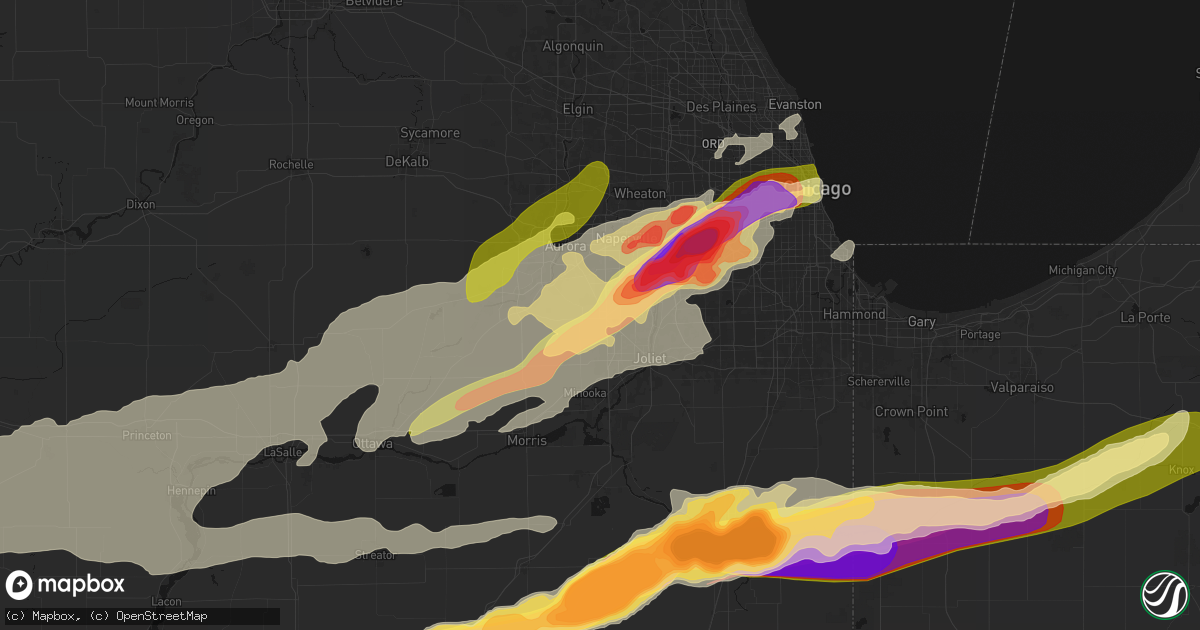 Hail map in Plainfield, IL on March 10, 2026