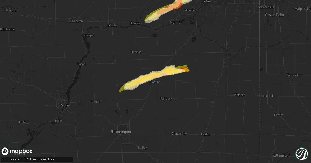 Hail map in Pontiac, IL on March 10, 2026
