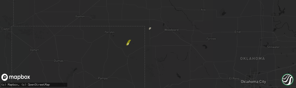 Hail map in Shattuck, OK on March 10, 2026