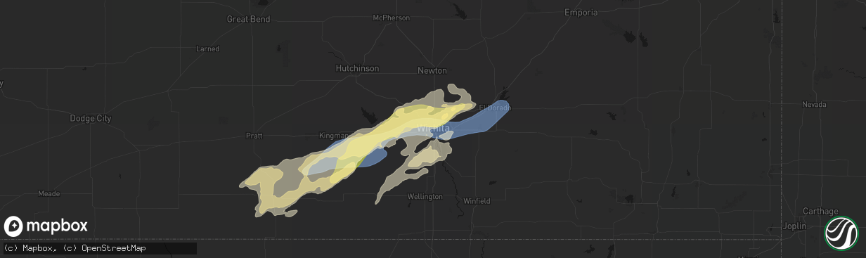 Hail map in Wichita, KS on March 10, 2026