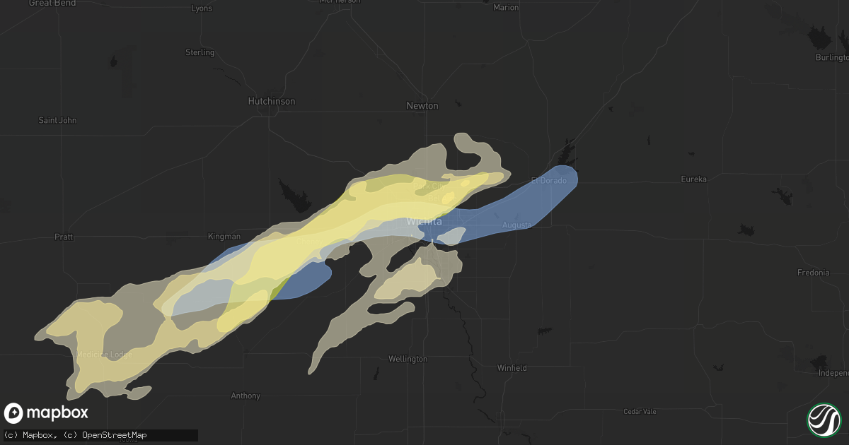 Hail map in Wichita, KS on March 10, 2026