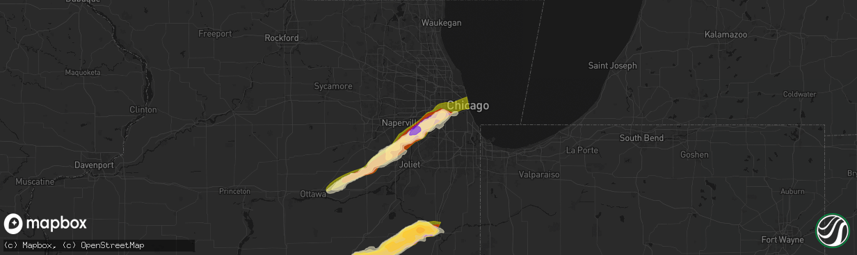 Hail map in Willowbrook, IL on March 10, 2026