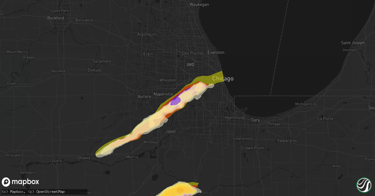 Hail map in Willowbrook, IL on March 10, 2026
