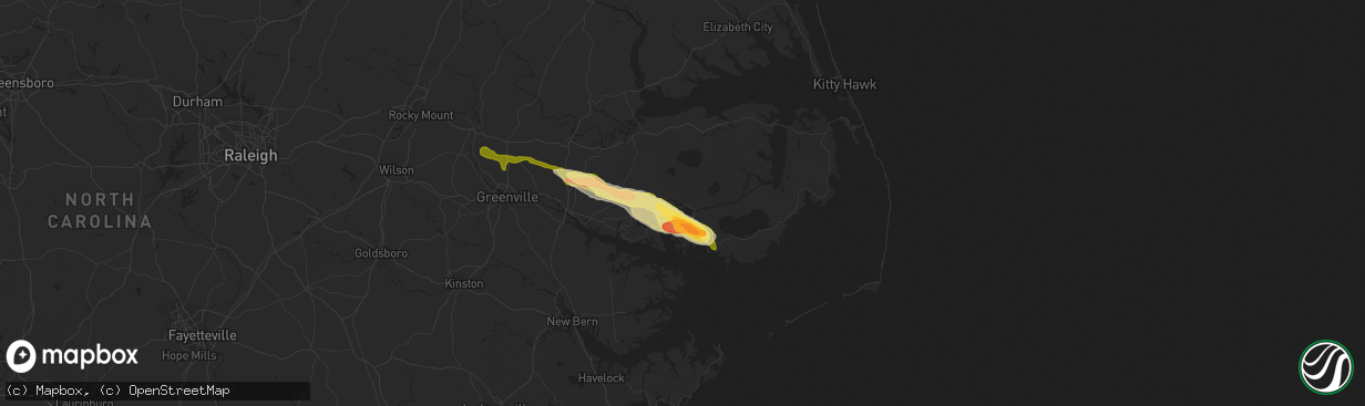 Hail map in Belhaven, NC on March 11, 2015