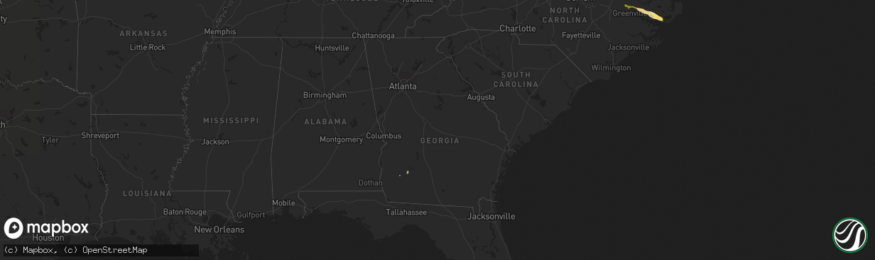 Hail map in Georgia on March 11, 2015