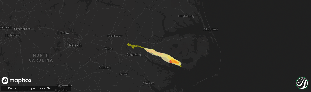 Hail map in Jamesville, NC on March 11, 2015