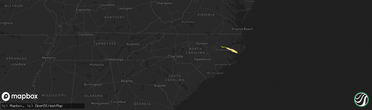 Hail map in North Carolina on March 11, 2015