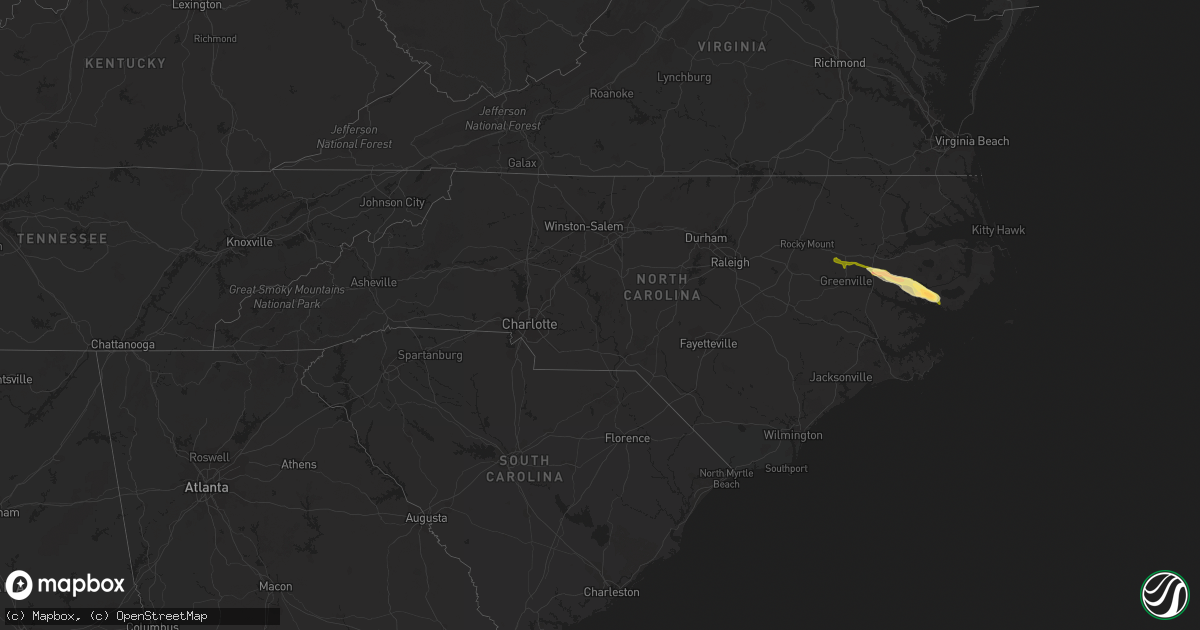 Hail map in North Carolina on March 11, 2015