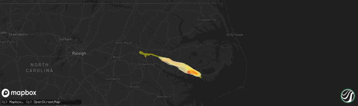 Hail map in Plymouth, NC on March 11, 2015