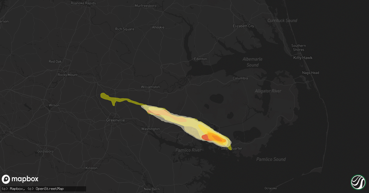 Hail map in Plymouth, NC on March 11, 2015