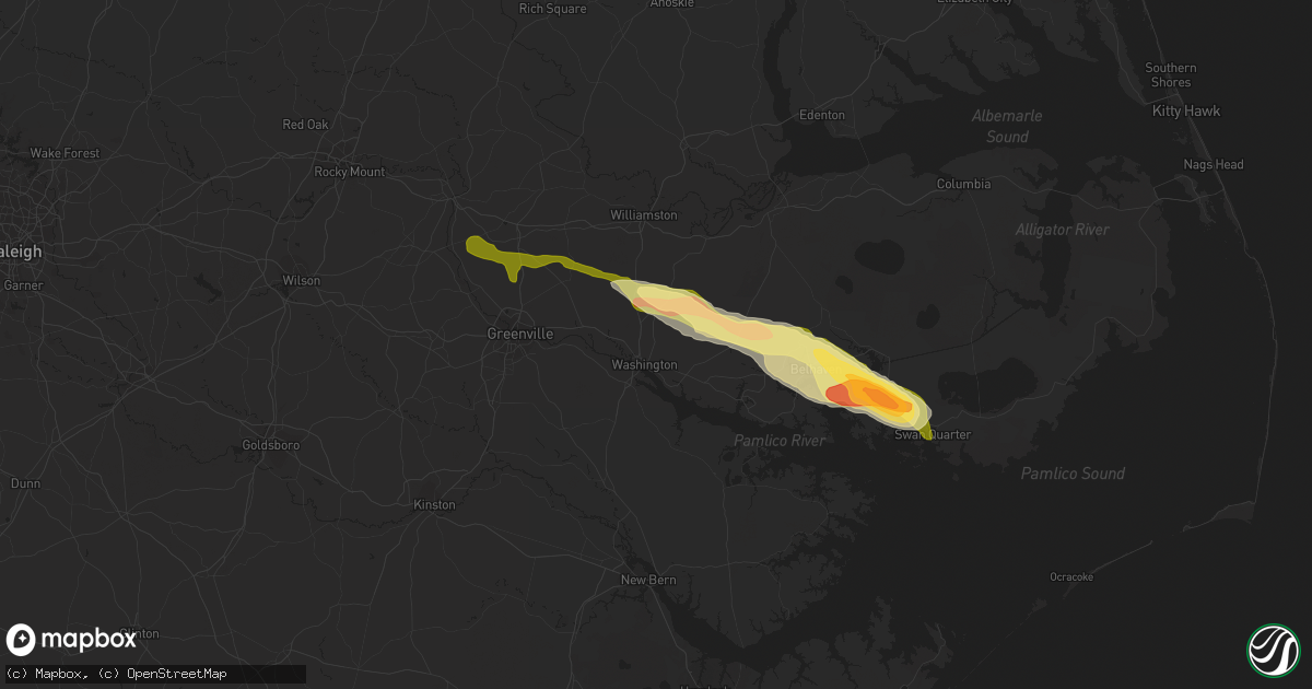 Hail map in Washington, NC on March 11, 2015