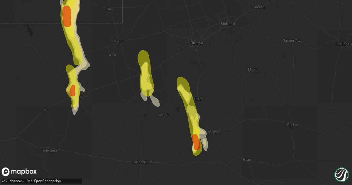 Hail map in Crane, TX on March 11, 2017