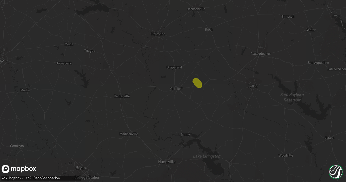 Hail map in Crockett, TX on March 11, 2017