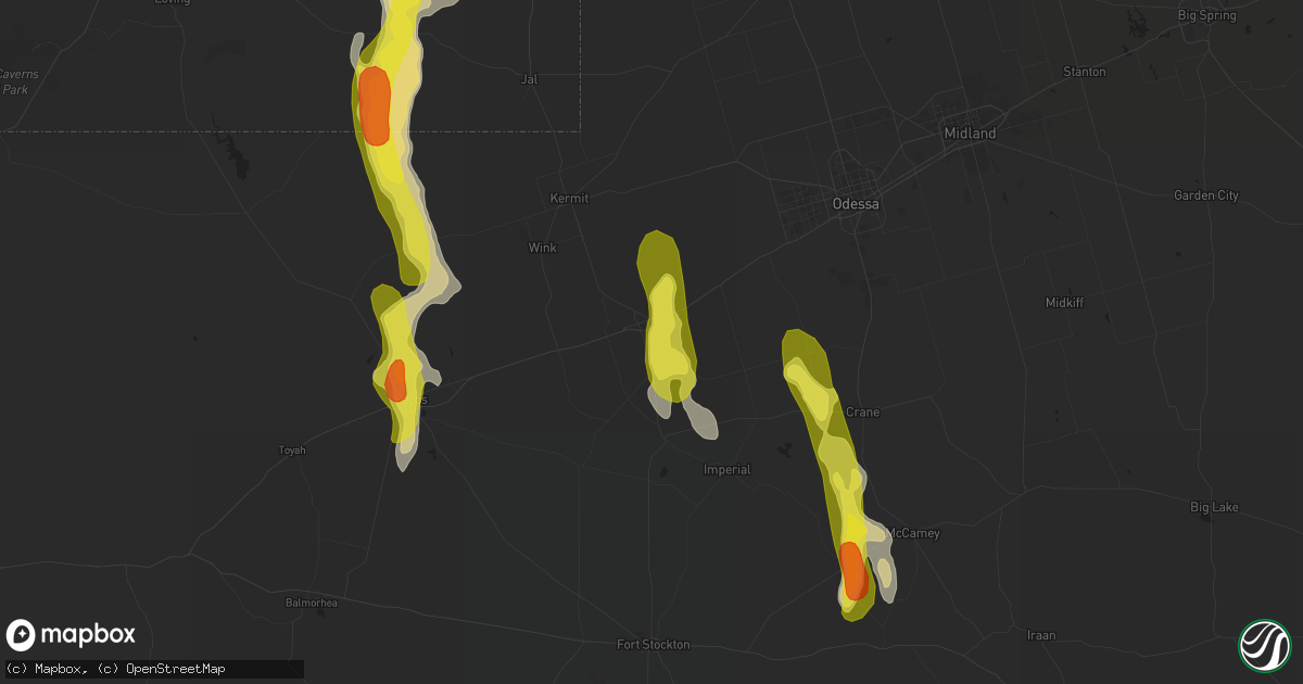 Hail map in Monahans, TX on March 11, 2017