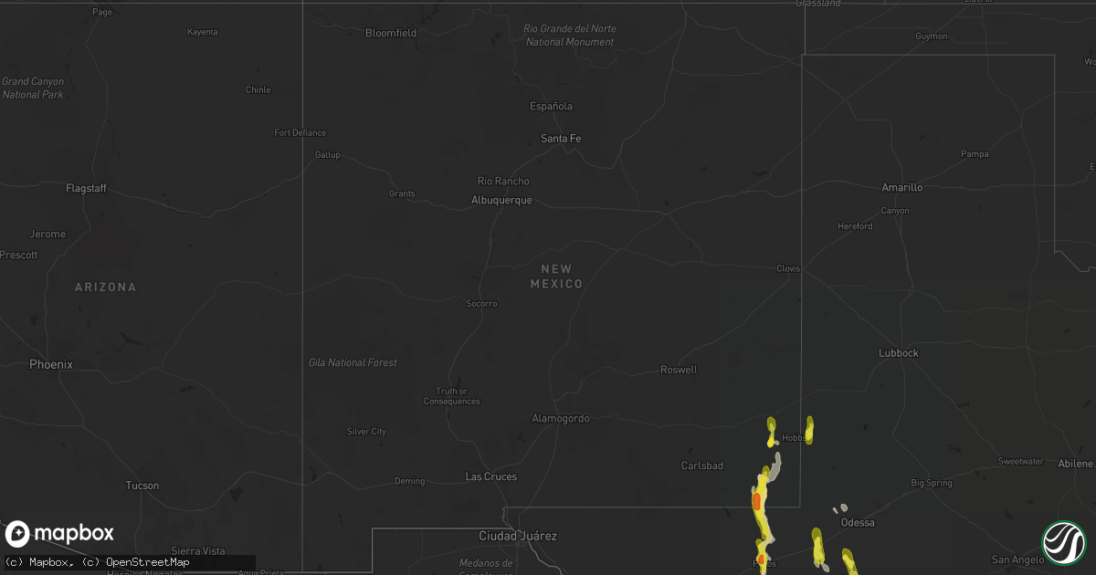 Hail map in New Mexico on March 11, 2017