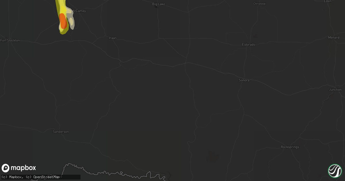 Hail map in Ozona, TX on March 11, 2017