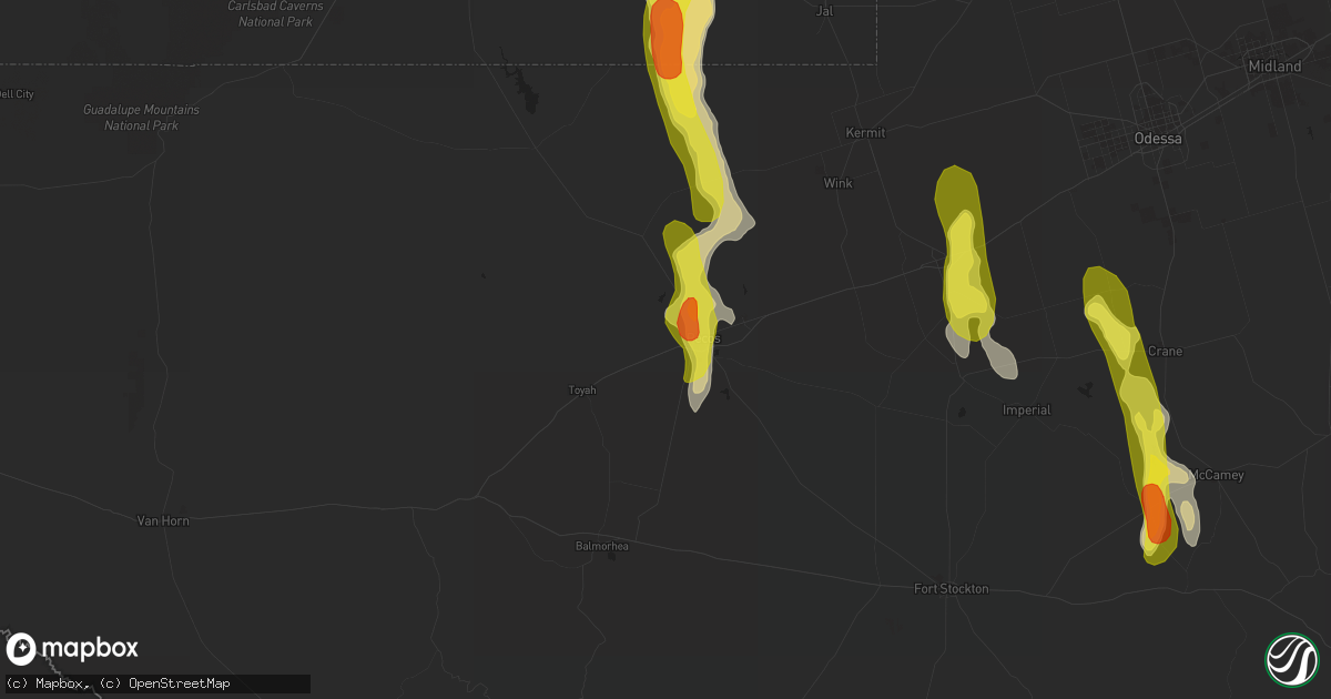 Hail map in Pecos, TX on March 11, 2017