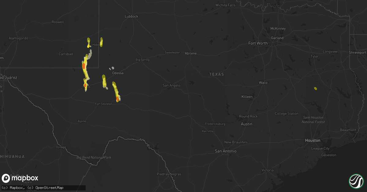 Hail map in Texas on March 11, 2017