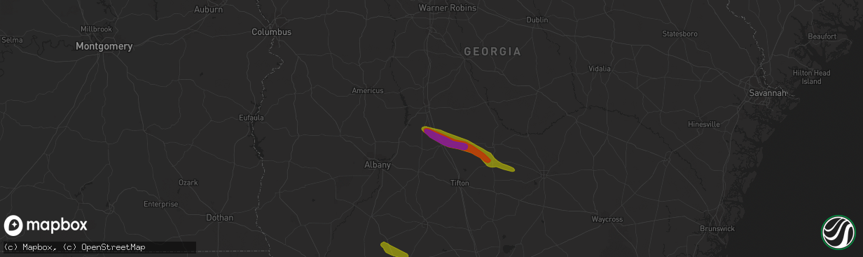 Hail map in Arabi, GA on March 11, 2019