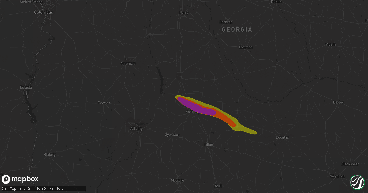 Hail map in Arabi, GA on March 11, 2019