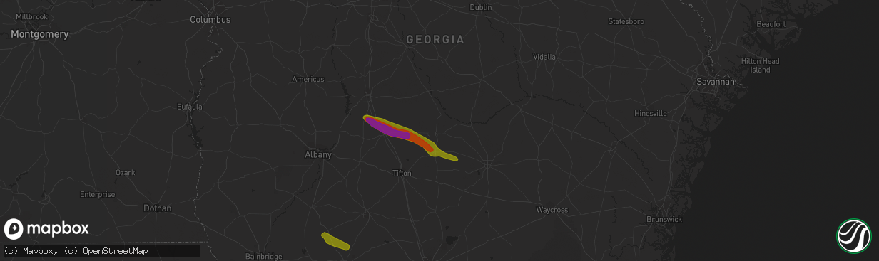 Hail map in Fitzgerald, GA on March 11, 2019