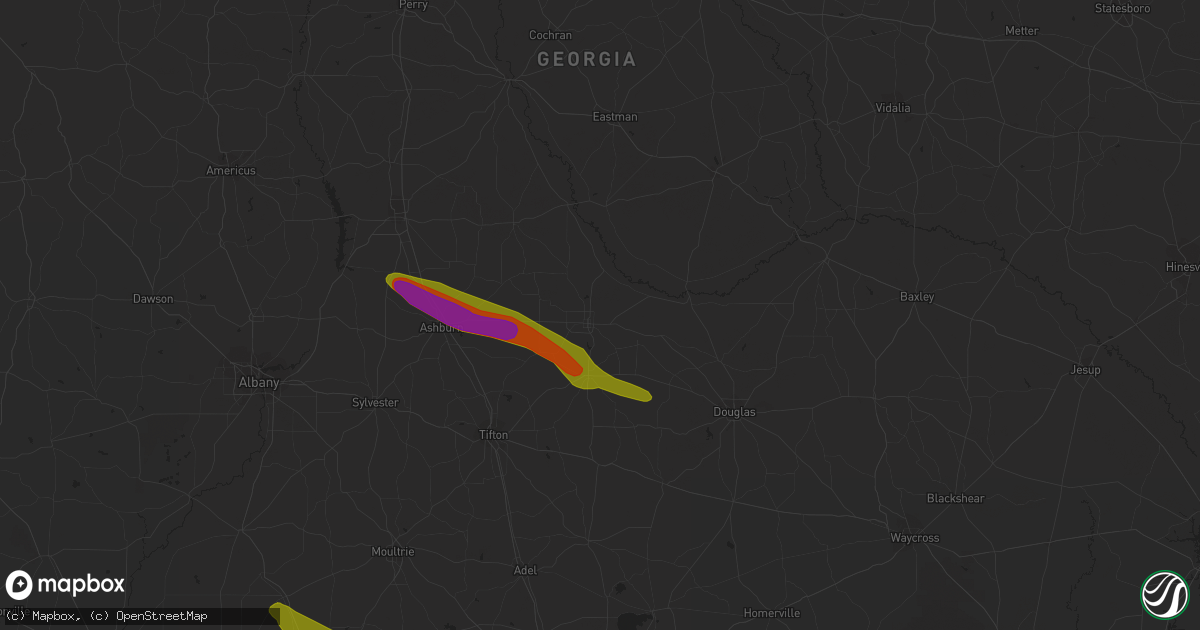 Hail map in Fitzgerald, GA on March 11, 2019