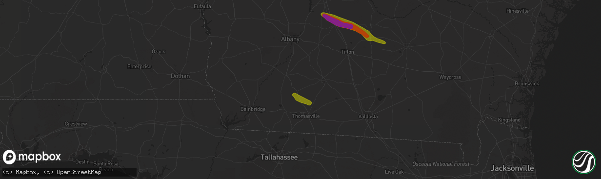 Hail map in Meigs, GA on March 11, 2019