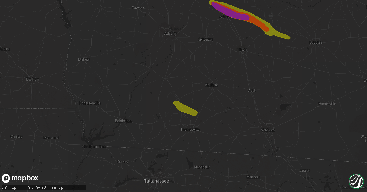 Hail map in Meigs, GA on March 11, 2019