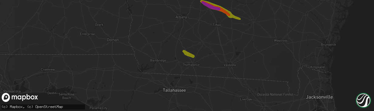 Hail map in Ochlocknee, GA on March 11, 2019