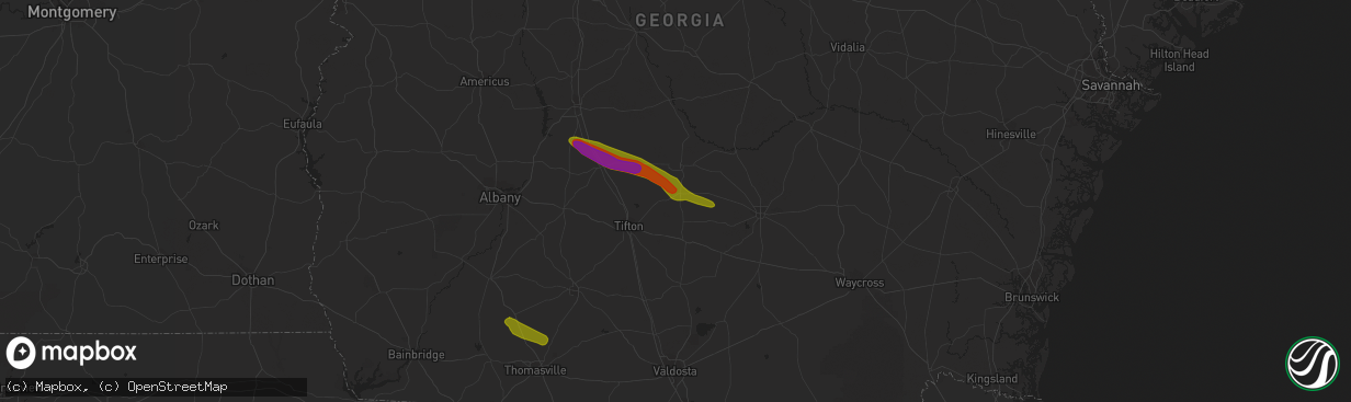 Hail map in Ocilla, GA on March 11, 2019