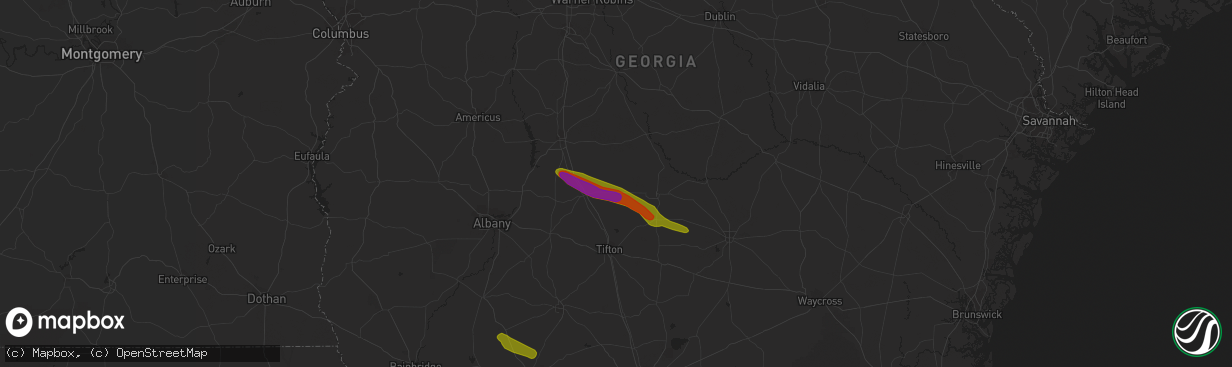 Hail map in Rebecca, GA on March 11, 2019
