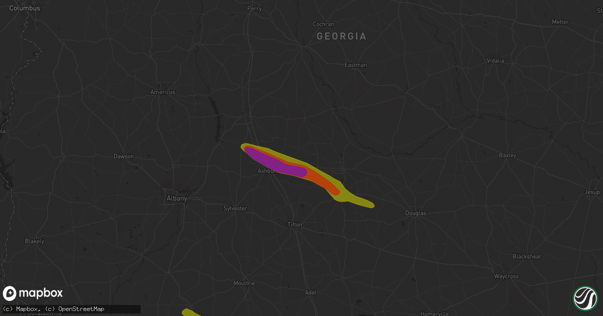 Hail map in Rebecca, GA on March 11, 2019
