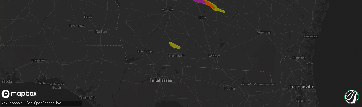 Hail map in Thomasville, GA on March 11, 2019