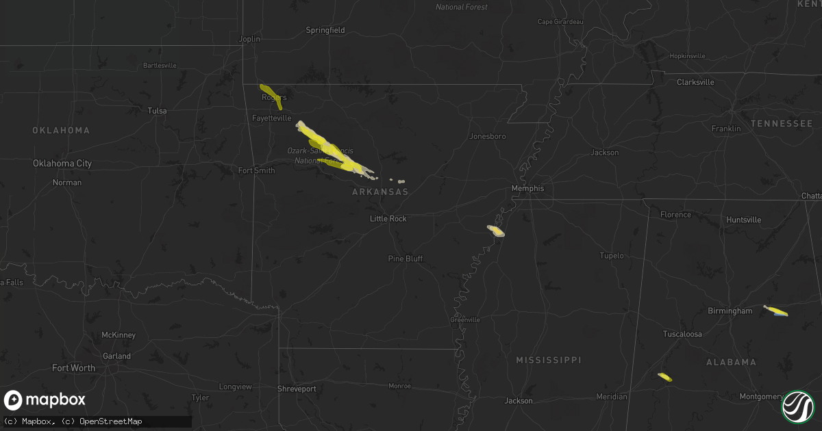 Hail map in Arkansas on March 11, 2020