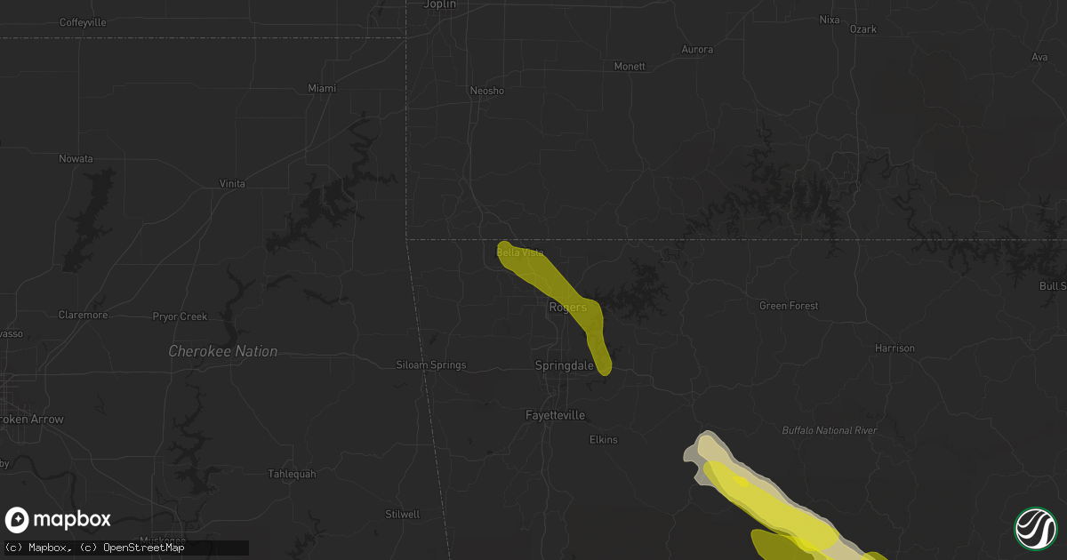 Hail map in Bentonville, AR on March 11, 2020