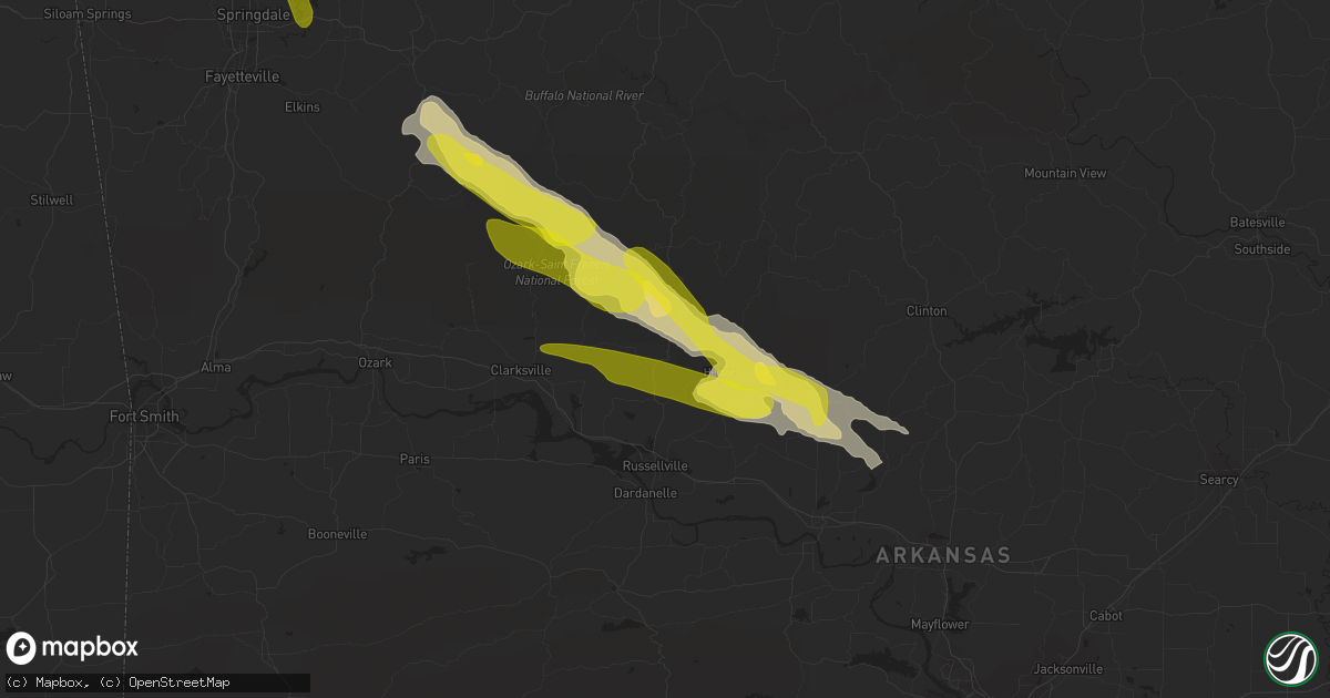 Hail map in Dover, AR on March 11, 2020