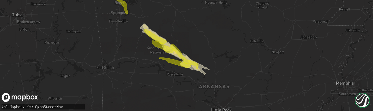 Hail map in Hector, AR on March 11, 2020