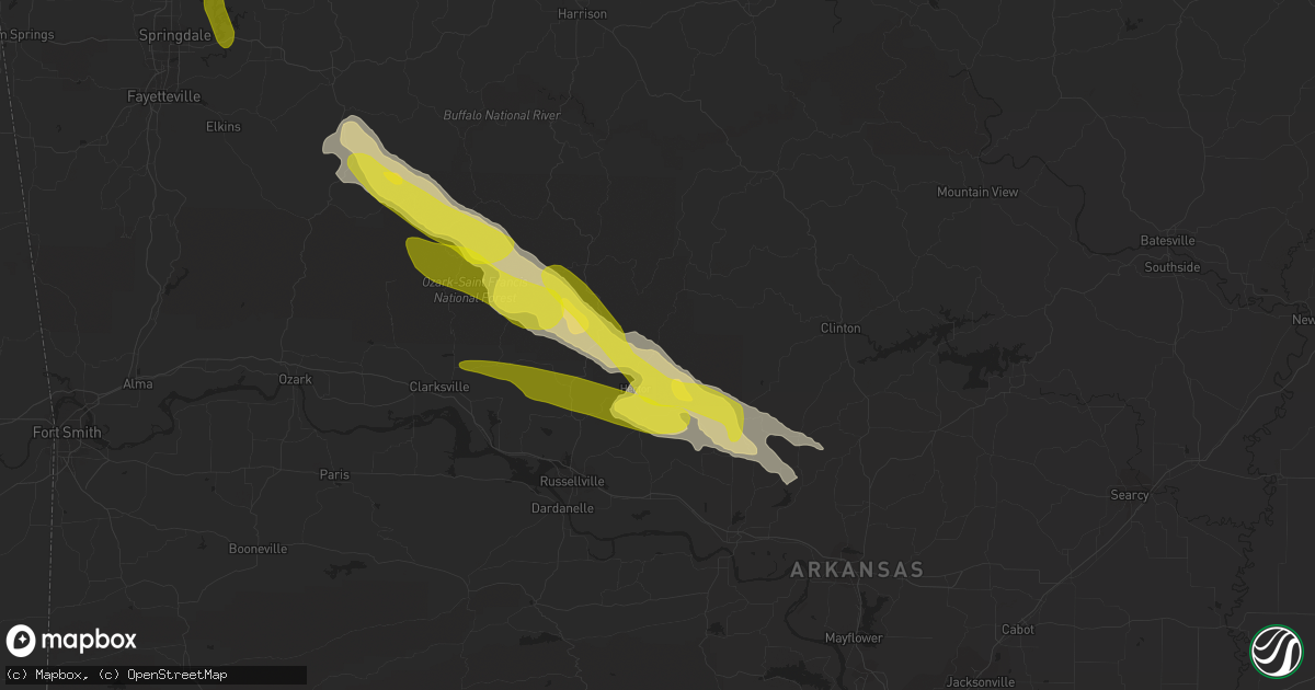 Hail map in Hector, AR on March 11, 2020