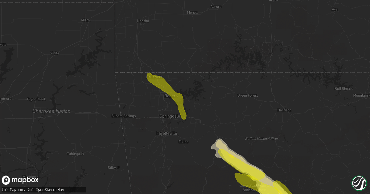 Hail map in Rogers, AR on March 11, 2020