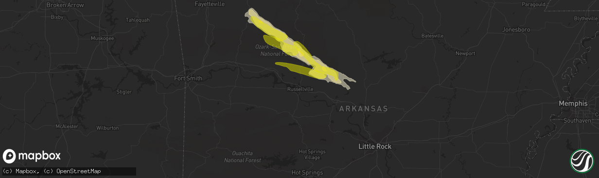 Hail map in Russellville, AR on March 11, 2020