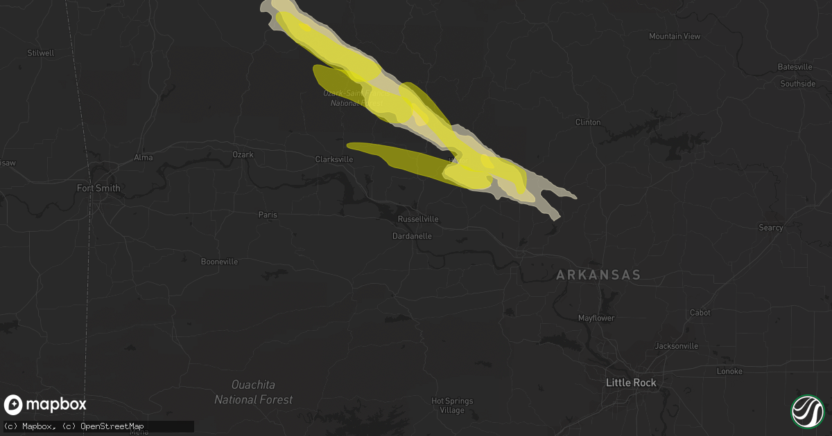 Hail map in Russellville, AR on March 11, 2020