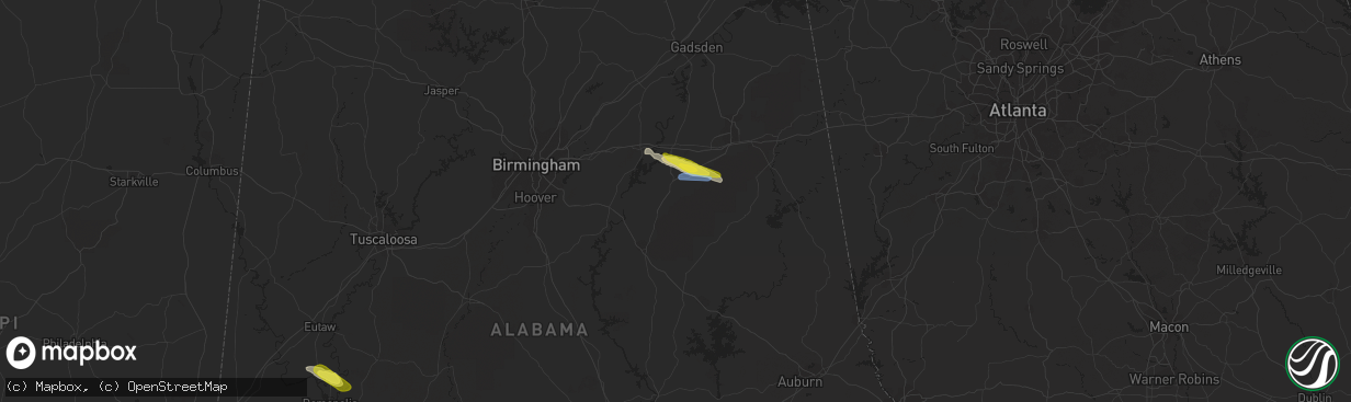 Hail map in Talladega, AL on March 11, 2020