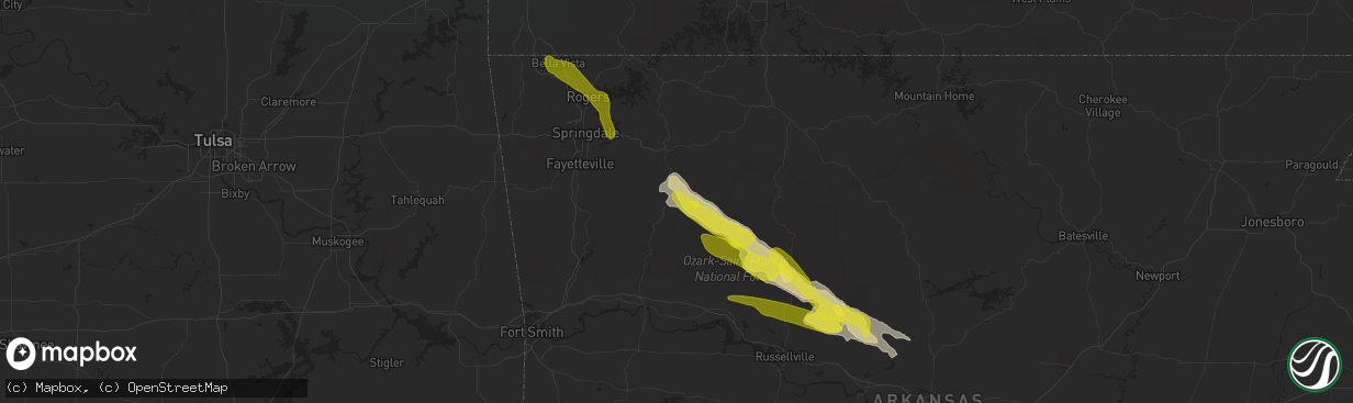 Hail map in Witter, AR on March 11, 2020