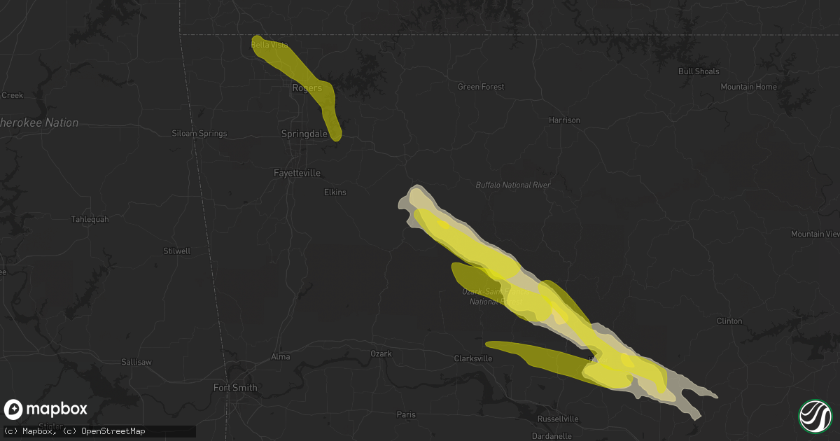 Hail map in Witter, AR on March 11, 2020